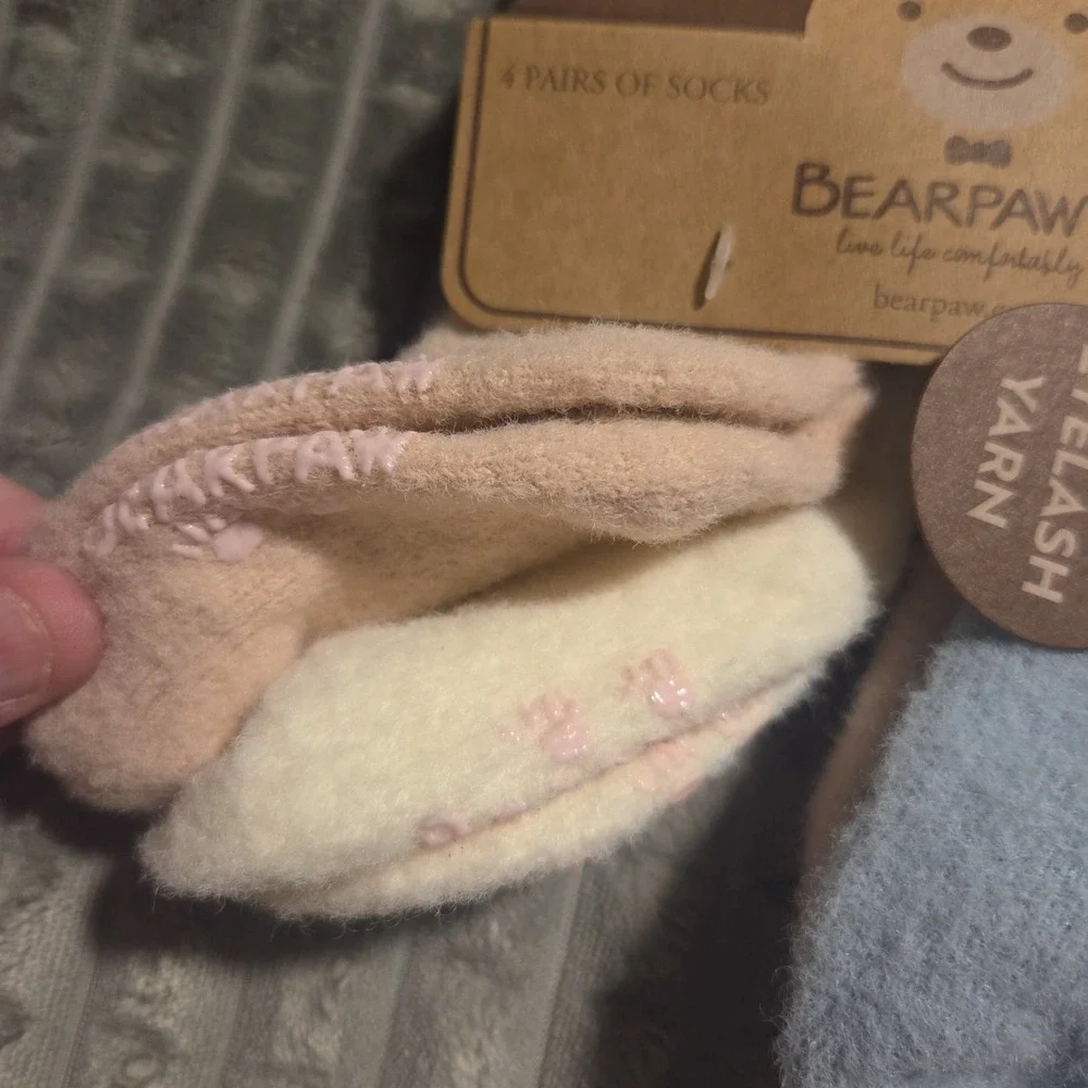 LOT Bearpaw Baby Socks 4pk 6-12 M/Ava Olivia Headbands 4pk Shower Gift, Girly